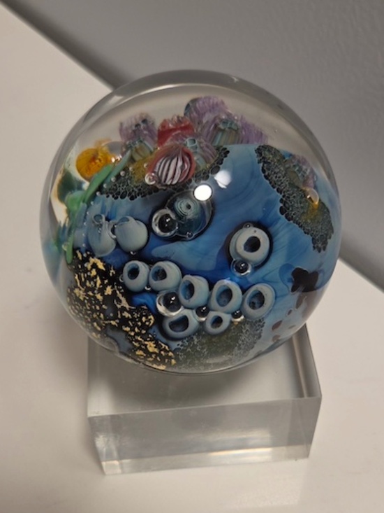 John Simpson Other - "Inhabited Planet" Studio Art Glass paperweight by Josh Simpson, one-of-a-kind!